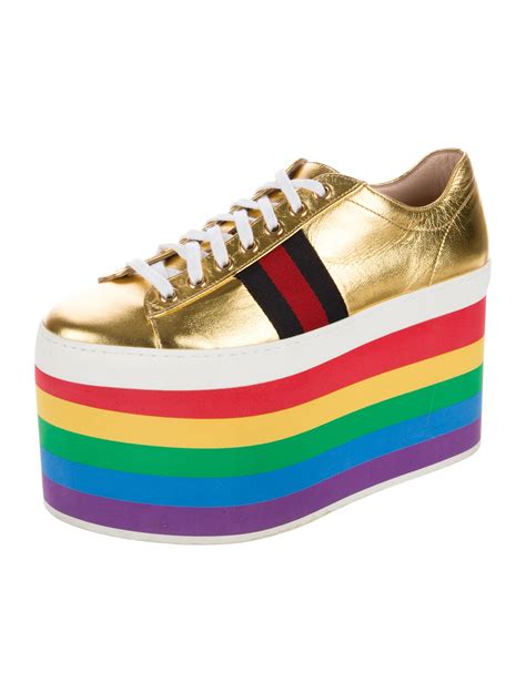 gucci metallic platform sneakers|Gucci platform wedges.